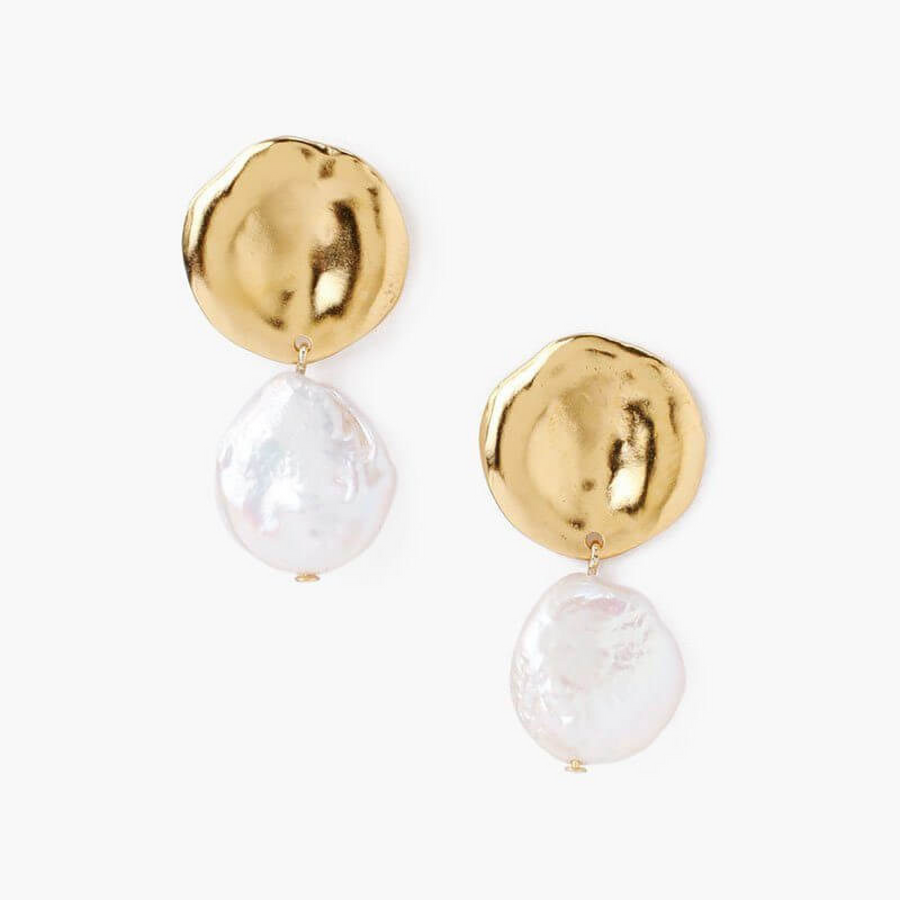 Two tiered white pearl earrings