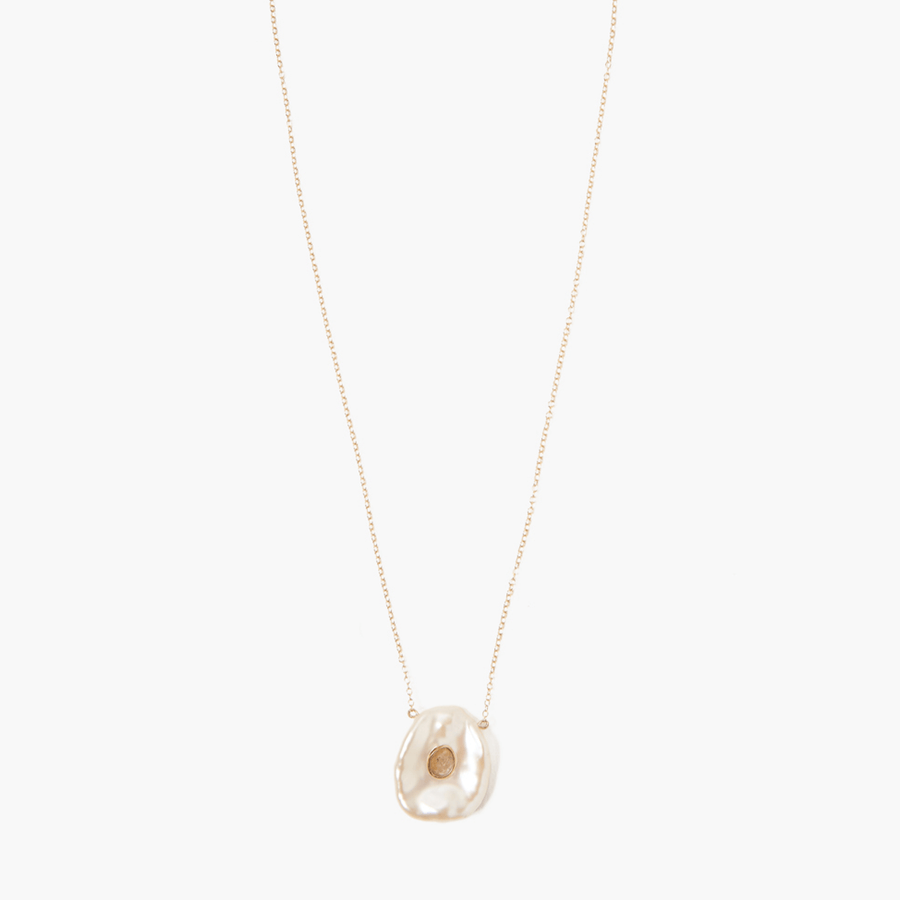 White Keshi Pearl Diamond Necklace