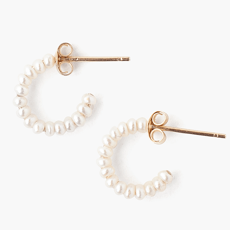 Mini White Pearl Earrings
