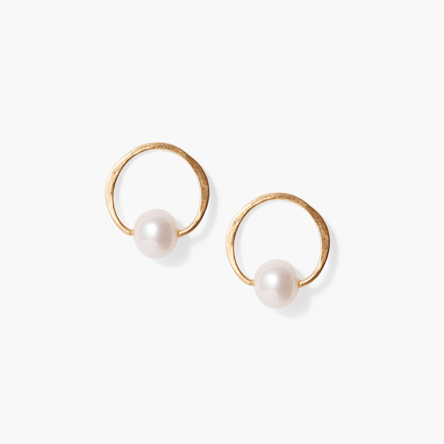 White Pearl On Mini Hoop