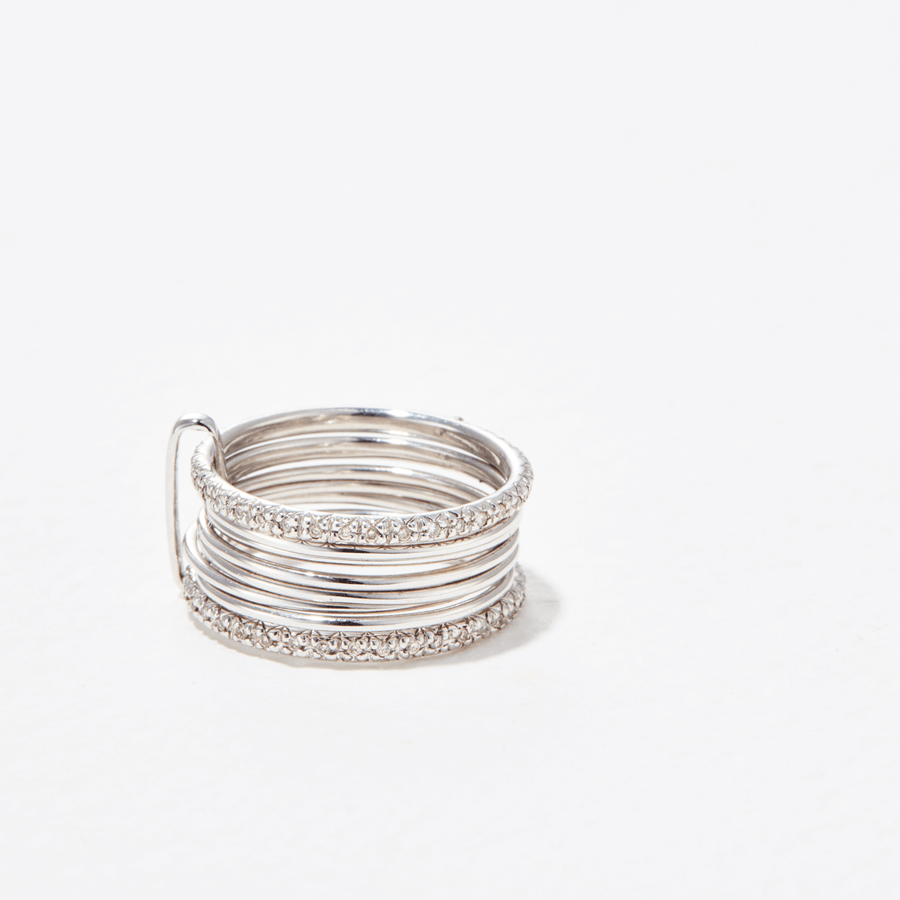Yvonne White Gold and Diamond Stackable Ring